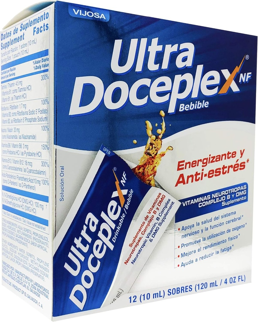 Pouches d'énergie Ultra Doceplex - Complexe B puissant dans une poche -liquide, 12 poches