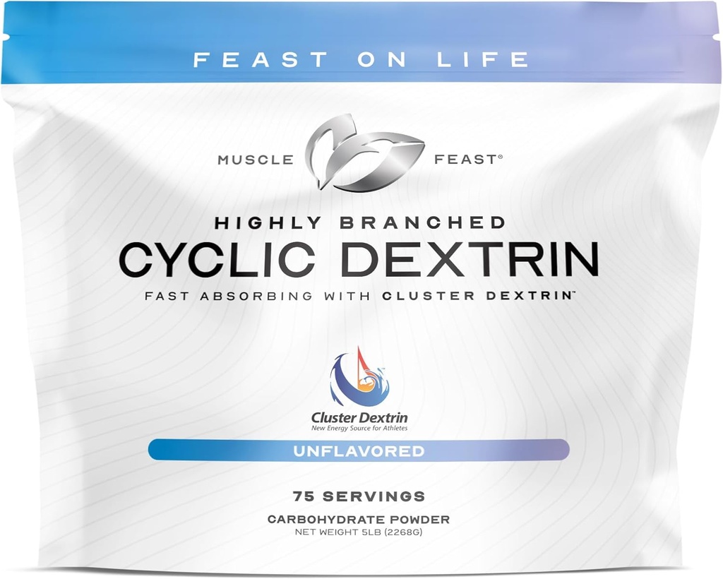 Muscle Feast Highly Branched Cyclic Dextrin Premium Pre-Workout or Post-Workout Supplement, Unflavored, 5lbs