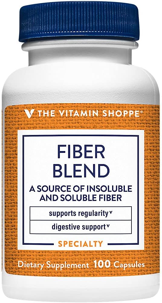Le mélange de fibres de vitamine Shoppe, source naturelle de fibres insolubles et solubles, soutient la santé et la régularité digestives (100 capsules)
