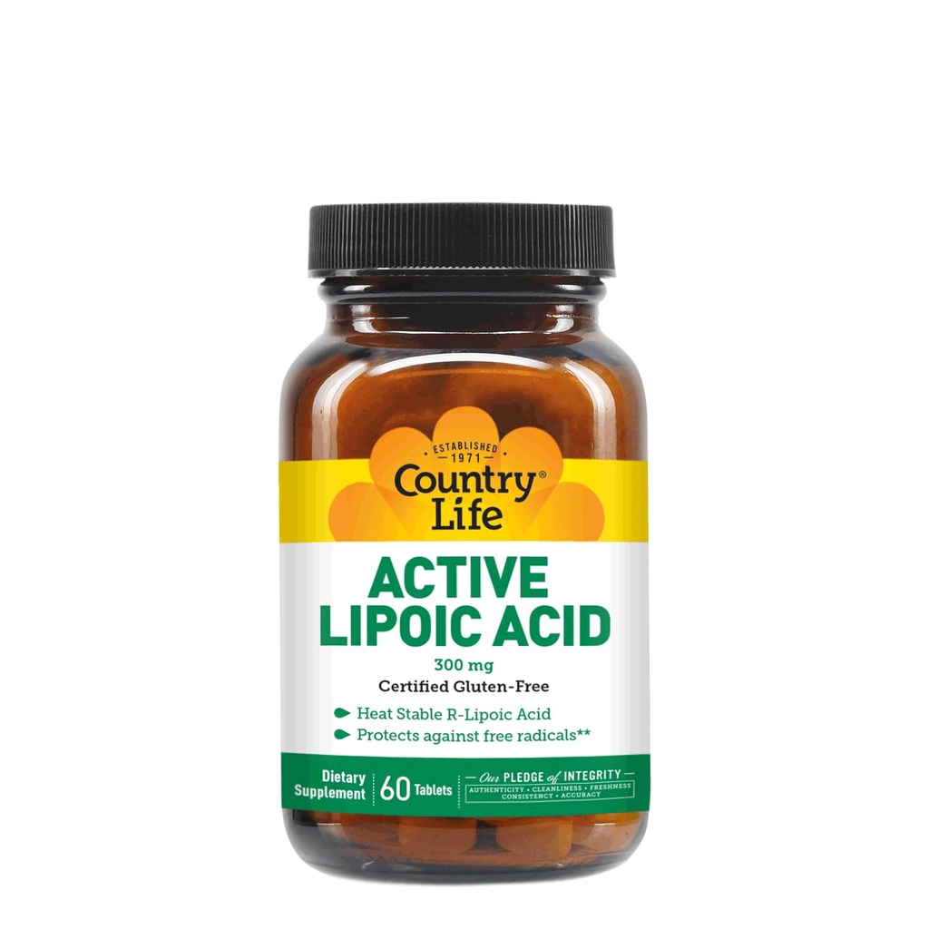 Pays Vie Complexe d'acide lipoïque R-Alpha 300mg - acide alpha-lipoïque 270mg et acide r-lipoïque 30mg - support antioxydant - Pas de levure, maïs, blé, soja, gluten, lait - supplément d'acide lipoïque Alpha