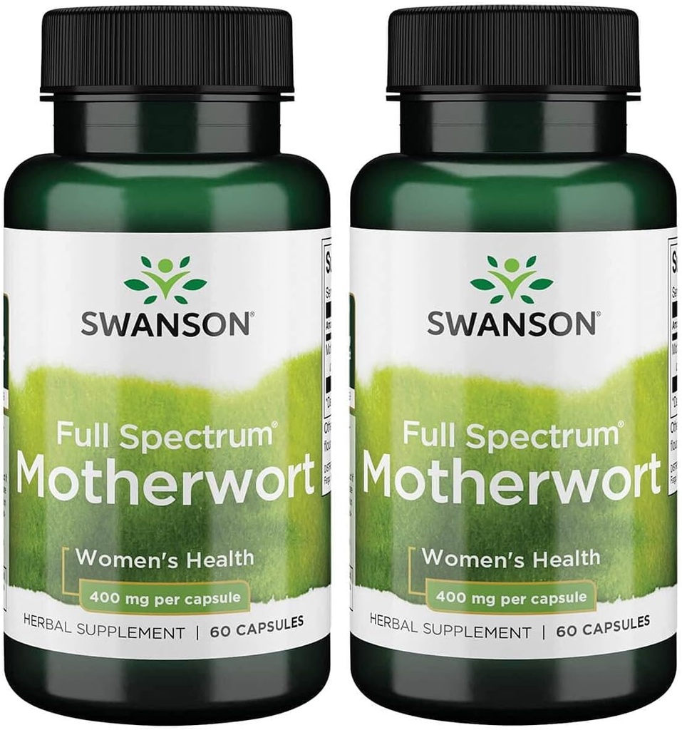 Swanson Motherwort-Herbal Supplément traditionnellement utilisé pour promouvoir la santé cardiaque, la fonction endocrine et la santé digestive-formule naturelle Promouvoir le bien-être pour les femmes-(60 Capsules, 400mg Chaque) 2 Pack