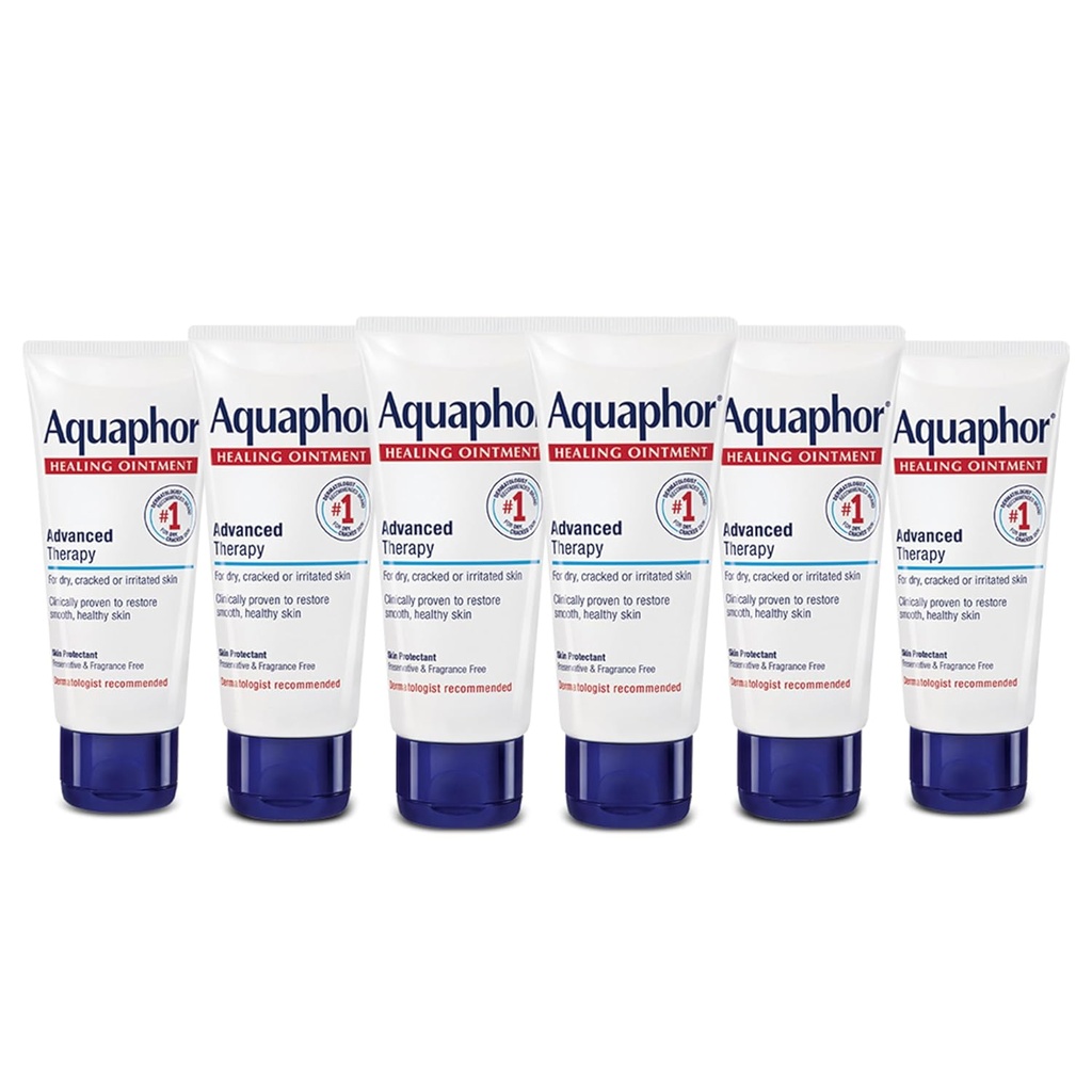 Onguent de guérison Aquaphor, onguent de guérison de thérapie avancée pour la peau sèche, protecteur de peau pour la peau tranchée sèche - 1,75 oz. Tube (paquet de 6)