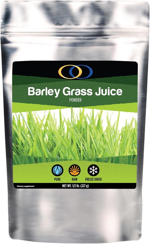 Poudre de jus d'orge optimalement biologique - Séchage surgelé - 1/2 livre - Plus de 130 portions - É.-U. Grown - Supergreens crus et bio-actifs - Supplément santé végétalien pour enfants et adultes