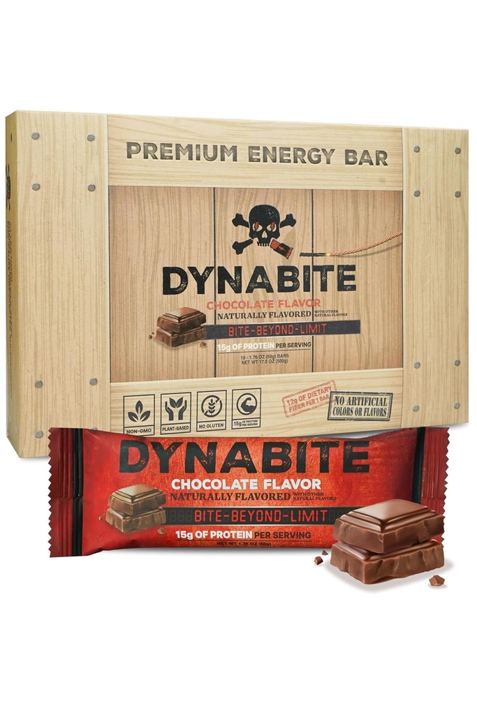 DYNABITE Barres d'énergie premium (10 Compte, chocolat) Barres de protéines de sucre zéro