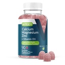 Gommies de zinc de magnésium de Viteey avec vitamine D3 - soutient la santé des os, la nerve et la fonction immunitaire - Zinc de magnésium de calcium D3 pour adultes et adolescents - sans OGM - Gommy aromatisé aux framboises à croquer