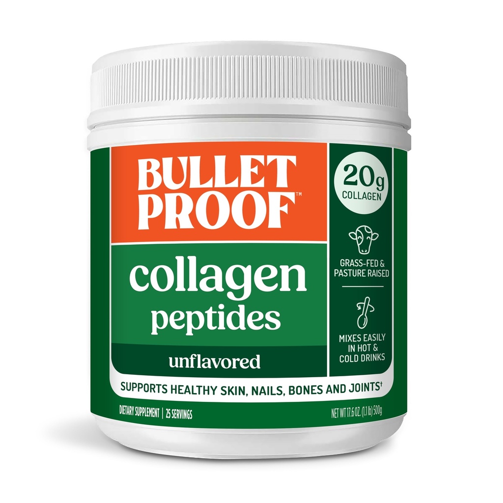 Poudre de peptides de collagène non aromatisés, 17,6 onces, protéines de collagène à l'herbe et acides aminés pour la peau, les os et les articulations