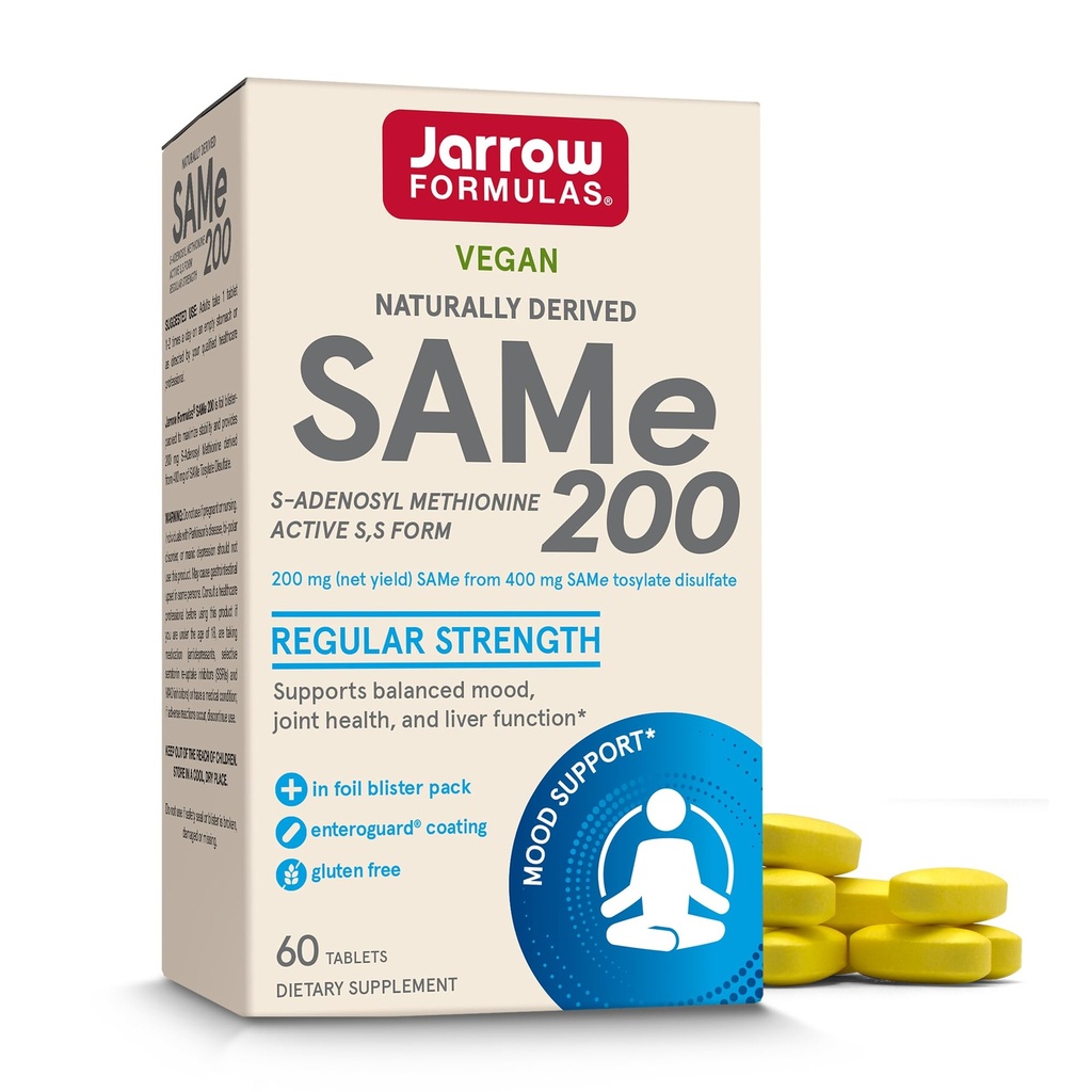 Même 200 mg de Jarrow Formulas®, soutient la santé articulaire, la fonction hépatique, le métabolisme cérébral, 60 comprimés, jusqu'à 60 jours