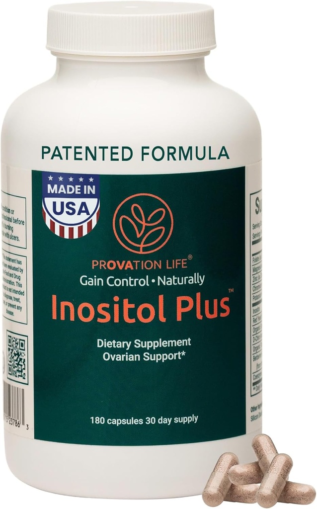 Inositol Plus Supplement for Women | Ovarian Health, Hormone Balance, Fertility, Ovulation | 40:1 Myo-Inositol D-Chiro & 12 Ingredients | Developed by Medical Doctor | 120 Capsules