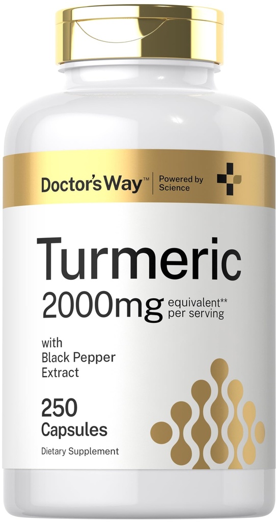 Doctor's Way Curcumin Curcumin Supplément 2000mg.250 Capsules avec extrait de poivre noir.