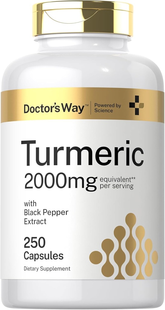 Doctor's Way Curcumin Curcumin Supplément 2000mg.250 Capsules avec extrait de poivre noir.