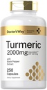 Doctor's Way Curcumin Curcumin Supplément 2000mg.250 Capsules avec extrait de poivre noir.