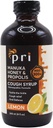 P.R.I Syrup sec naturel avec le miel de Manuka, propolis, huile d'arbre à thé et vitamine C - Throat mal et soutien immunitaire, Lemon Flavor, 8oz