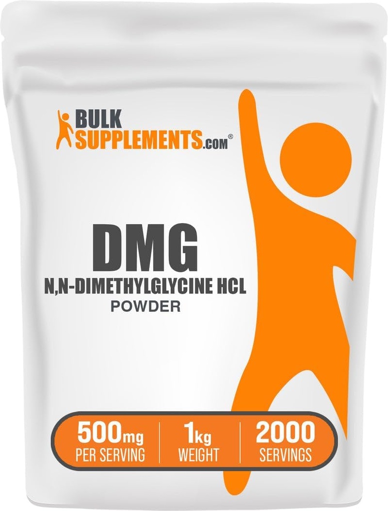 BulkSupplements.com Poudre DMG - comme N,N-Diméthylglycine HCl, Supplément DMG - Sans gluten, 500mg par portion, 1kg (2,2 lbs) (paquet de 1)
