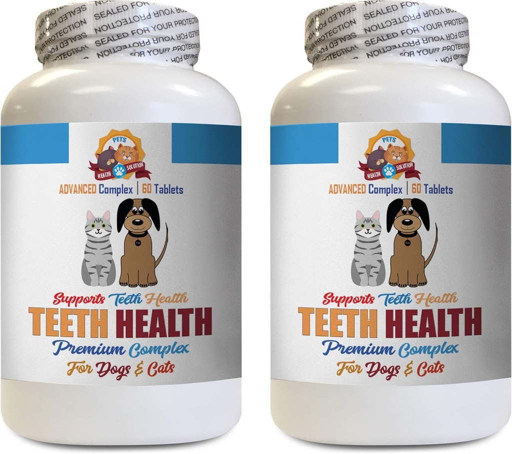 Mauvaise respiration pour les chiens - Animaux de compagnie Dents Premium Santé pour les chiens et les chats - Oral Gum Dents Complex Support - Dog Mineral Supplément - 120 comprimés (2 bouteilles)