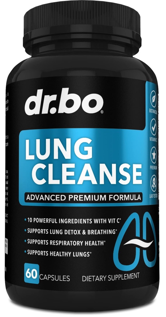 Supplément de soutien au nettoyage pulmonaire - Suppléments respiratoires pour cesser de fumer et arrêter de fumer - Détox à base de plantes pour les poumons et la santé bronchiale - Smokers Cleanser Respirez l'aide pour le soulagement du mucus - 60 capsules