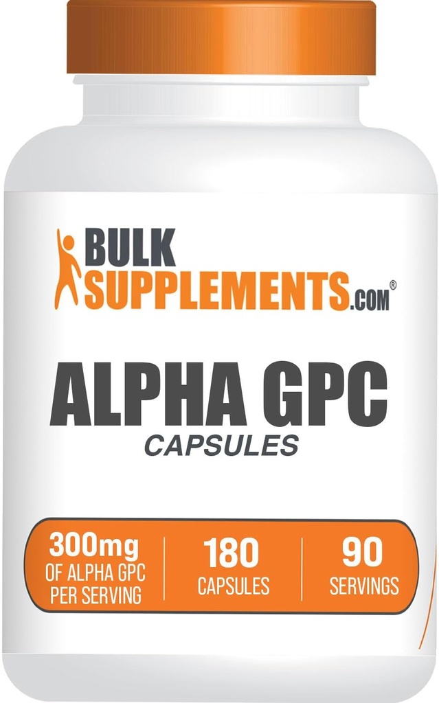BulkSupplements.com Capsules Alpha GPC - Suppléments d'acétylcholine, Alpha GPC 300mg - Suppléments de choline, sans gluten, 2 Capsules par portion, 180 Capsules (paquet de 1)