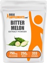 BulkSupplements.com Poudre d'extrait de melon amère - supplément de melon amère, extrait de gourd amère - supplément à base de plantes, sans gluten, 750mg par portion, 250g (8,8 oz) (paquet de 1)