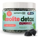 Détox de zéolite pour les enfants et les adultes, Détox de zéolite de zéolite de chlorella, alternative au charbon de bois activé, nettoyage quotidien doux de la toxines pour les enfants et les adultes, 60 gommes végétales de pomme verte