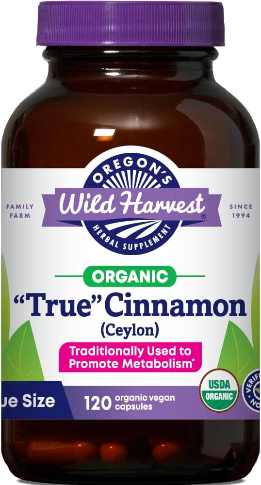 Oregon's Wild Harvest Organic True Cinnamon Ceylon 120 Count Vegan Capsules