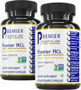 Premier Research Labs Premier HCL - Betaine HCL, Supplément chlorhydrate de bétaine pour fonction digestive optimale, Absorption nutritive, Betaine-HCL pour capsules à faible teneur en acide stomachique- 90
