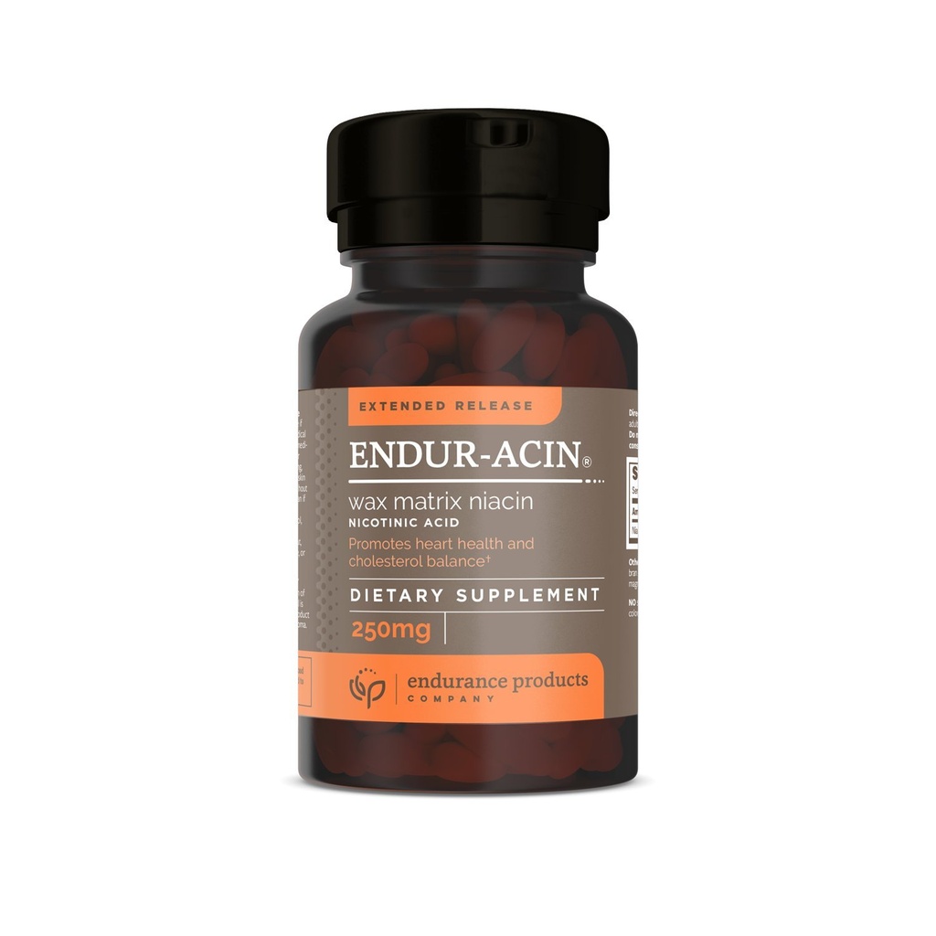 ENDUR-ACIN - Niacine B3 - ER (Liberté prolongée) 250 mg - Acide nicotinique - Supplément santé du coeur et du cholestérol - Niacine à haute capacité à faible teneur avec matrice 4–8 HR temps de libération - 100 comprimés