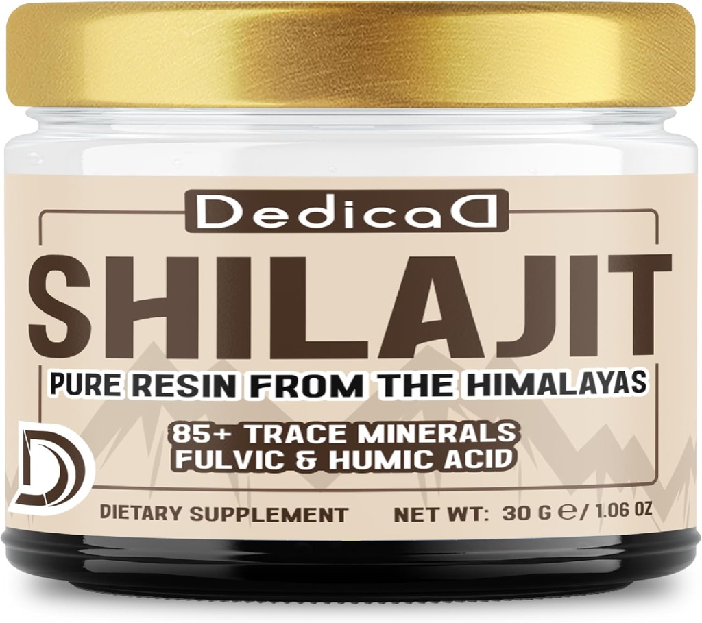 Shilajit Pure Himalayan Organic Resin 30grams - Shilajit Supplement contient des aliments naturels fulvic, acide humique et 85 autres - 60 portions pour l'équilibre corporel, le coeur, la santé immunitaire