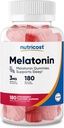 Nutricost Mélatonine 3mg, 180 Gommies, Aromatisés aux fraises - Sans gluten, sans OGM, sans sirop de maïs