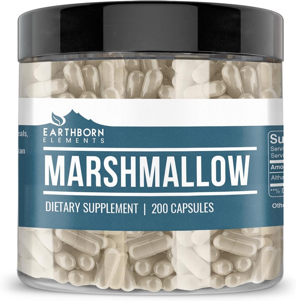 Eléments d'origine terrienne Marshmallow Root 200 Capsules, pures et non diluées, sans additifs