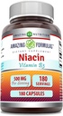 Amazing Formulas Niacin Supplement | 500 Mg Per Serving | 180 Capsules | Non-GMO | Gluten-Free | Made in USA