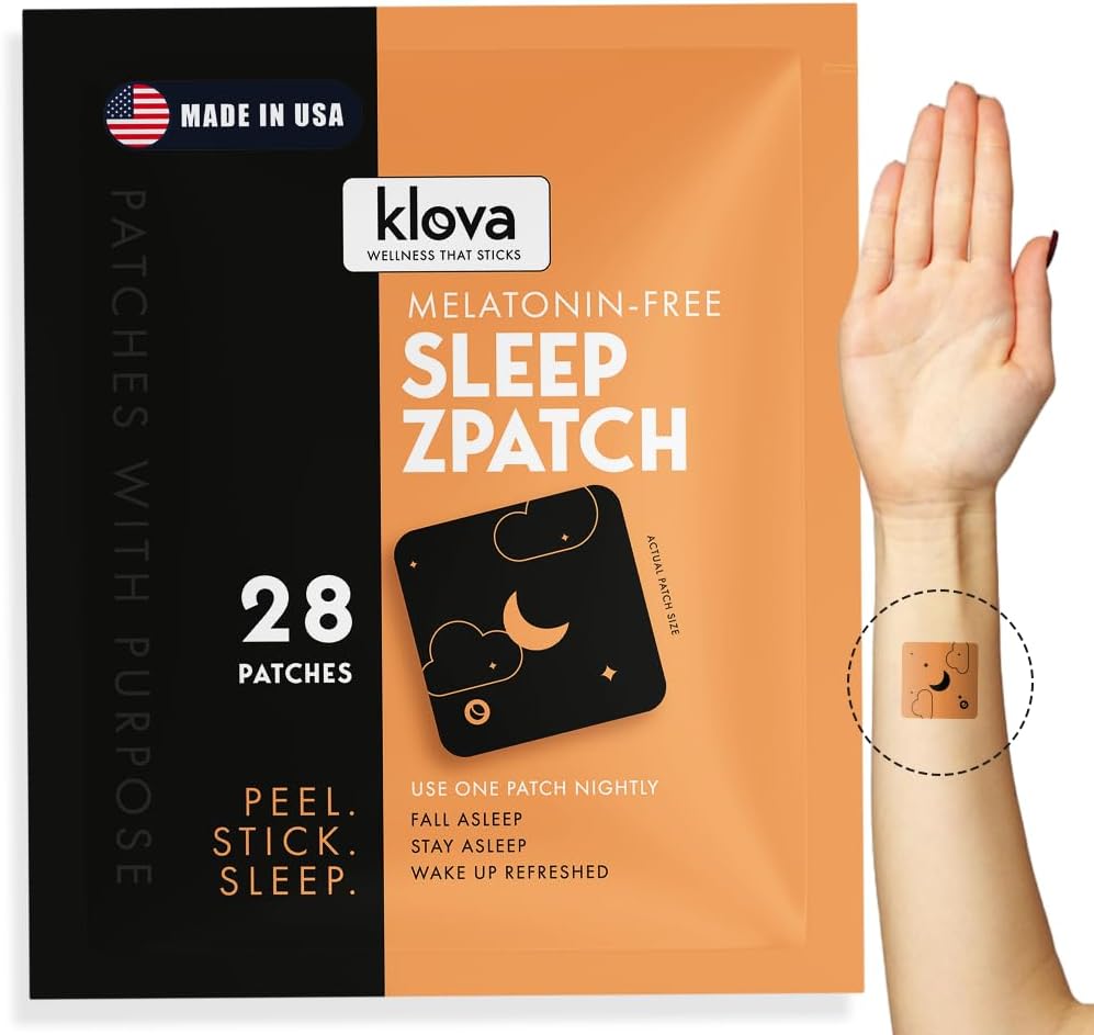 Klova Melatonin-Free Sleep Patches pour adultes , aide naturelle au sommeil avec Ashwagandha, Valerian, GABA & L-Theanine , l'automne Asleep Faster , rester Asleep Longer & Wake Rafraîchi , 28 Patches