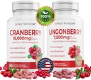 All in One PAC Bundle - Capsules de canneberge et de lingonberry - Vitamine C et 25% Proanthocyanidines pour le trac urinaire, la santé des intestins, le soutien antioxydant - Non-OGM, sans gluten, supplément végétalien