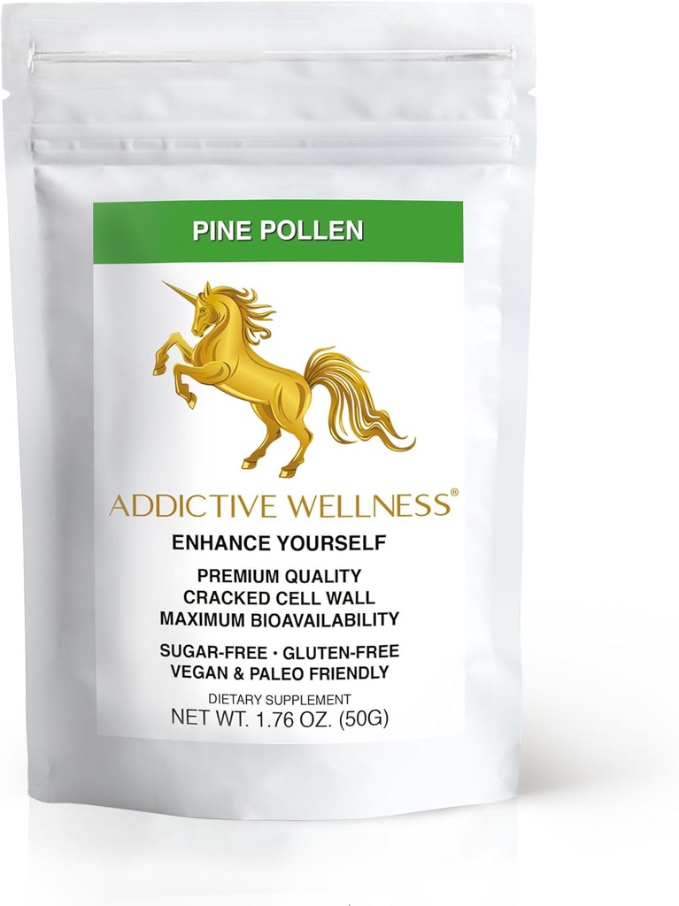 Addictive Wellness Cracked Cell Pine Pollen Powder - de l'arbre de pin Masson
