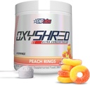 EHP Labs OxyShred Pre Workout Powder - Preworkout Powder with L Glutamine & acétyl L Carnitine, Energy Boost Drink - Peach Candy Rings, 60 portions