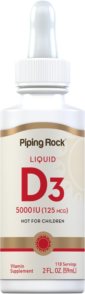 Piping Rock Vitamine D3 Liquide 5000 UI (125 mcg)