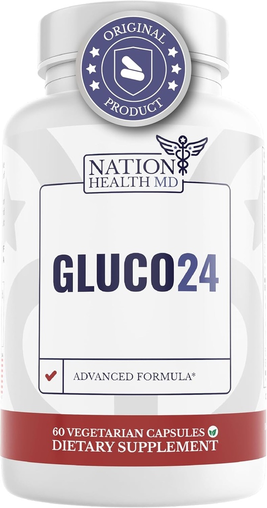 Supplément Gluco24 - Supplément cannelle, berbère, vitamine C et plus - Supplément pour hommes et femmes, 60 capsules