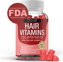 Supplément de vitamines pour cheveux pour les femmes et les hommes – Vitamines de croissance des cheveux 5000mcg Biotine Gummies, Acide folique, Vitamine C & E, Soutien cheveux plus forts et plus épais, peau, ongles, Végétaux non OGM pour, 60 Compte