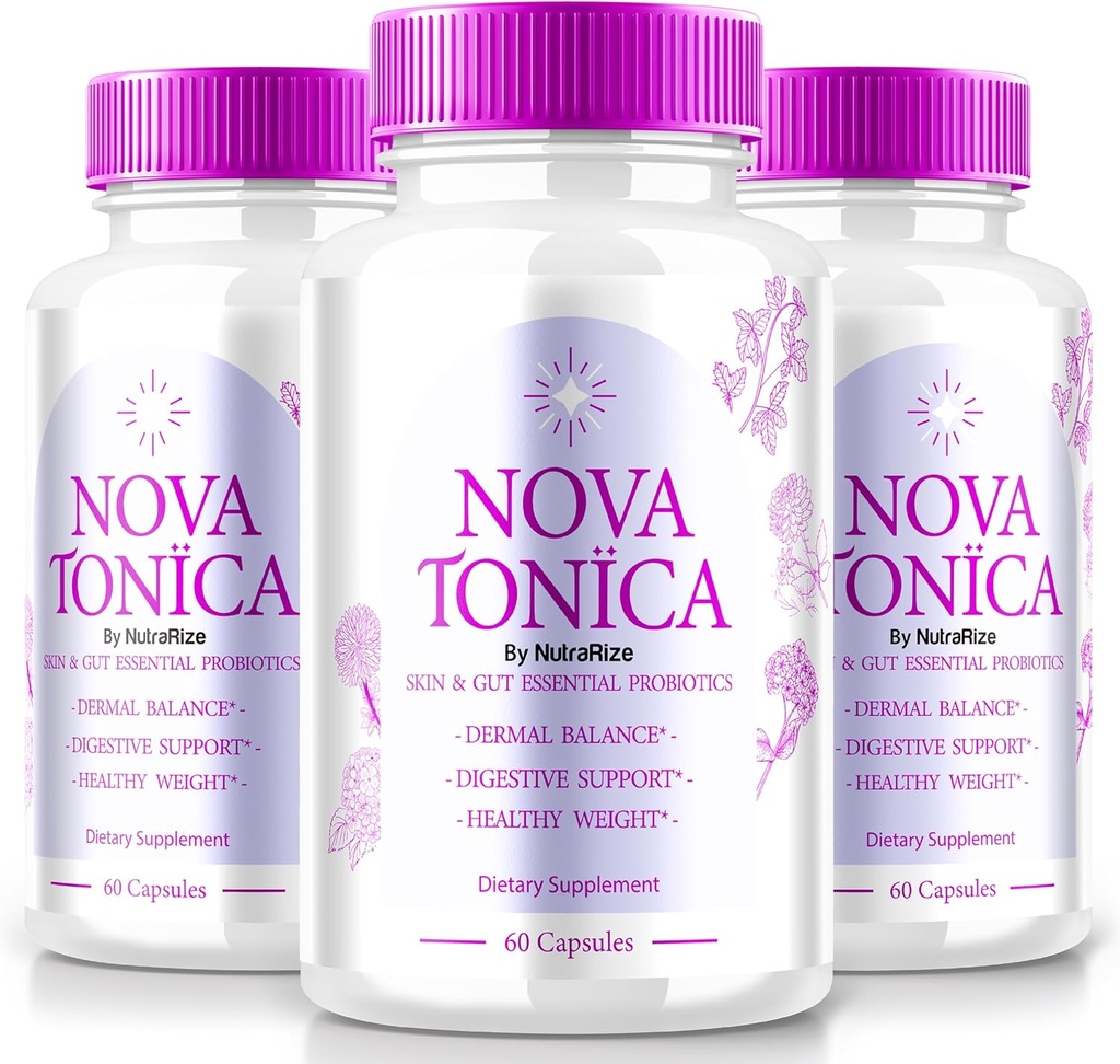 (3 Pack) NovaTonica Capsules, Nova Tonica pour soutenir naturellement une peau saine et glorieuse, supplément extra-fort pour soutenir l'hydratation, pilules vitaminiques améliorant la peau, avis toniques Nova (180 Capsules)