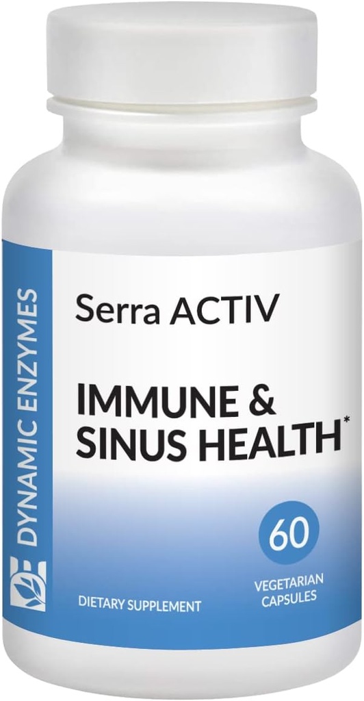 Serra ACTIV - 60 capsules véganes - Soutienne la santé sinusale et cardiovasculaire - Serrapeptase résistante à l'acide - 120 000 SPU - Soutien immunitaire - Enzymes systémiques