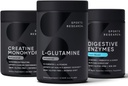 Sports Research L-Glutamine (100 Servings), Creatine Monohydrate (60 Servings) and Digestive Enzymes with Probiotics & Ginger (90 Servings) - All Non-GMO Verified, Vegan & Gluten Free