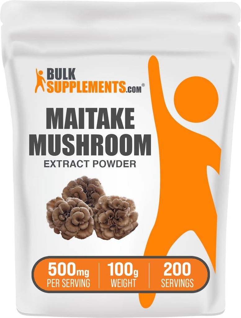 BulkSupplements.com Poudre d'extrait de champignons Maitake - Supplément de champignons Maitake Superfood Supplément - Sans gluten, 500mg par portion, 100g (3.5 oz) (paquet de 1)