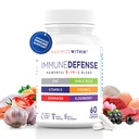 Supplément de soutien immunitaire 6-en-1 puissant avec zinc, vitamine C, sureau, vitamine D, échinacée et ail, compte 60