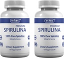 Dr.K&C Organic Spirulina Superfood Supplement – Pure Natural Blue Green Microalgae 600 mg 240 Veggie Capsules Health Immune System Antioxidants Protein Fiber No Filler Non GMO Vegan 2pk