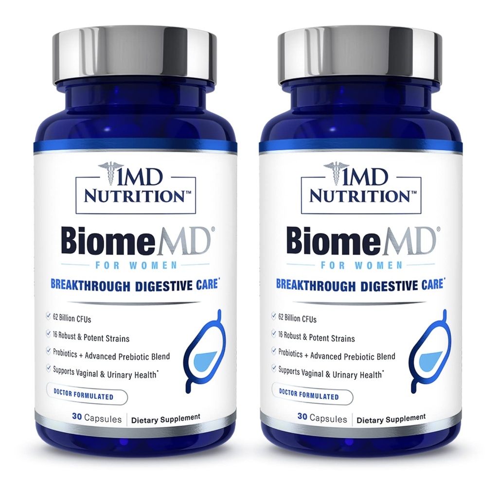 1MD Nutrition BiomeMD Probiotiques pour les femmes - 62 milliards d'UFC, 16 souches avec des prébiotiques