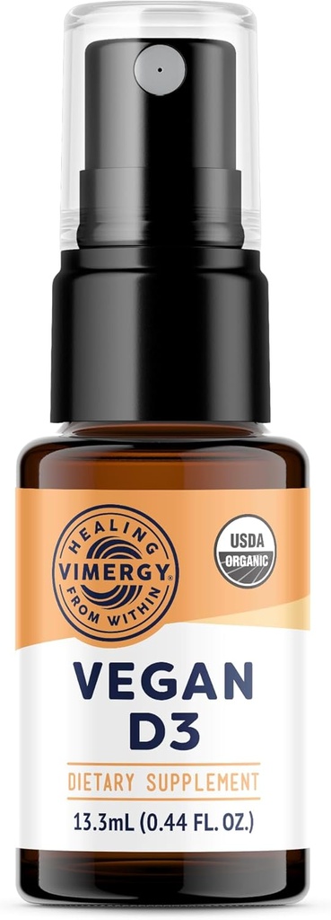 Vimergy Vegan D3 – Avantages Fonction immunitaire* – USDA certifié biologique, végétalien, sans gluten – 1000IU/servis, 96 portions