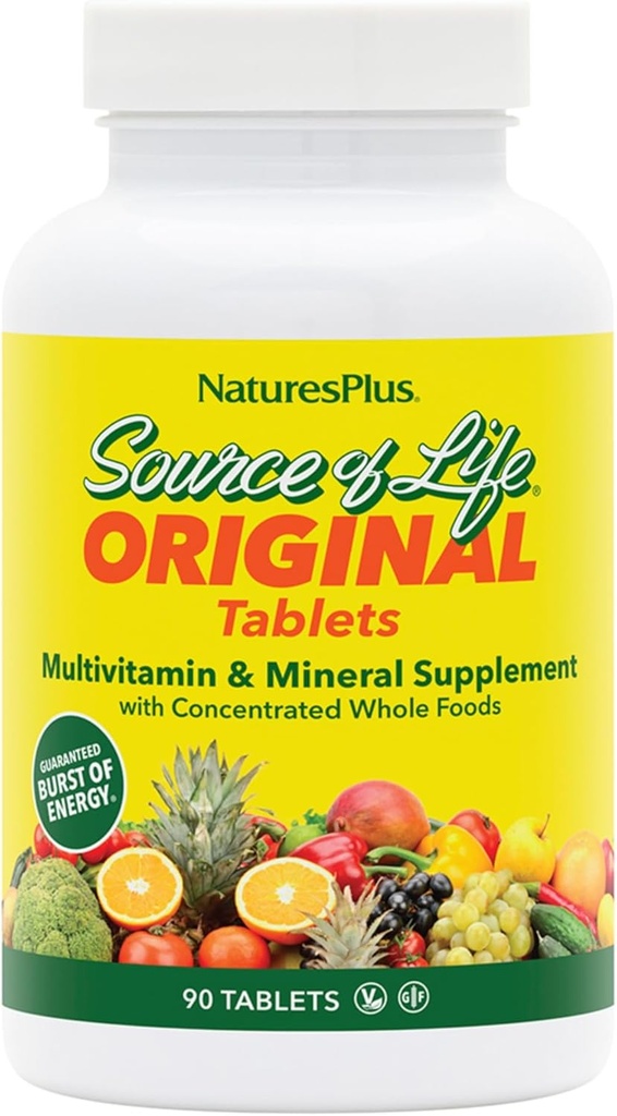 NaturesPlus Source de vie - 90 comprimés - Multivitamines et suppléments minéraux - Supporte l'énergie naturelle et le bien-être général - Sans gluten, végétarien - 30 portions totales