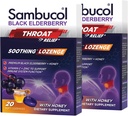 Sambucol Black Elderberry Throat Lozenge - avec le miel, la vitamine C et le zinc, les losanges de la mûre aînée Gorge et la toux, apaise la gorge grinçante, soutient l'immunité, doux et chétif - 20 comte, 2-paquet