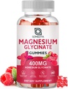 Glycinat de magnésium 400 mg avec 100 mg de magnésium composite - supplément de potassium de magnésium chélaté avec vitamine D, B6 soutient le calme, le sommeil, la mémoire et les crampes musculaires, sans sucre - 60 gommies