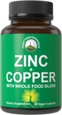 Zinc avec Cuivre + Mélange de 25 Légumes et Fruits pour Max Absorption. Capsules de supplément de soutien immunitaire. Deux minéraux essentiels pour l'immunité. Pilules de vitamine de zinc pour hommes et femmes.