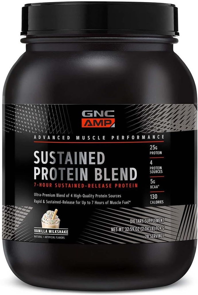 GNC AMP mélange protéinique durable - milkshake de vanille (28 portions)