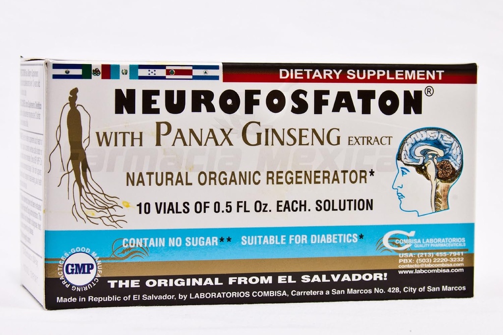 Neurofosfaton avec extrait de Panax Ginseng - Fonction cérébrale plus saine - 10 flaconsY